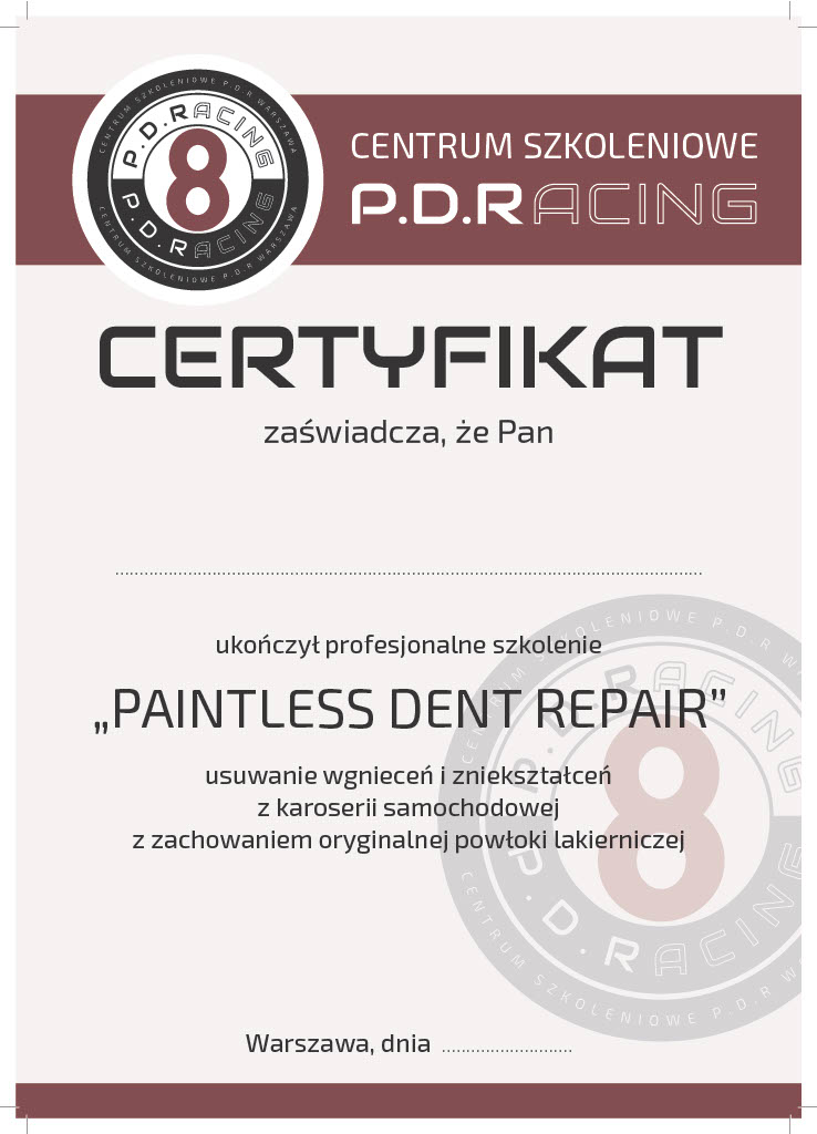 certyfikat szkolenia pdr